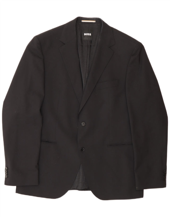 Giacca blazer a 2 bottoni da uomo Hugo Boss EU 56 3XL lana nera