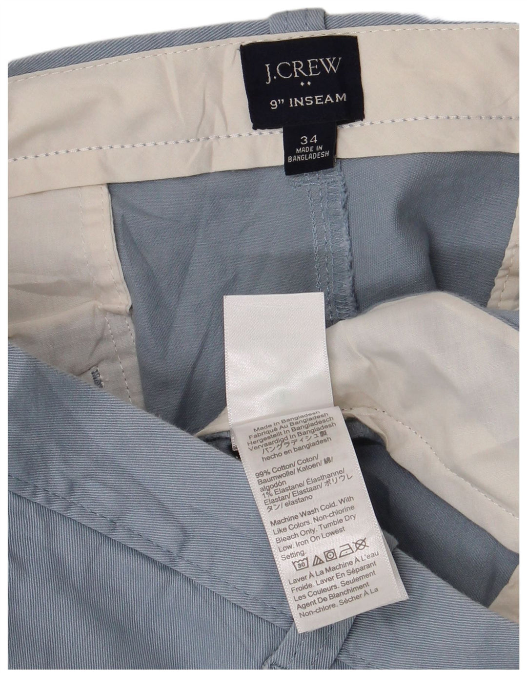 Pantaloncini chino da uomo J. CREW W34 grande cotone blu