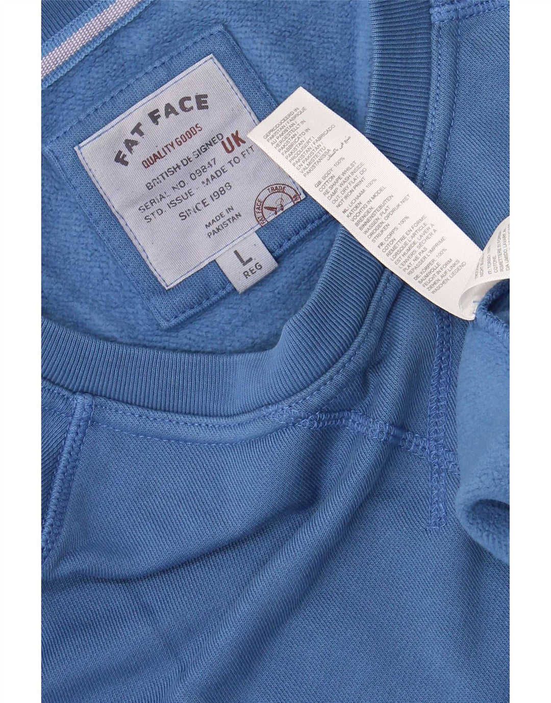 Fat Face Top da uomo vestibilità regolare a maniche lunghe in cotone blu grande