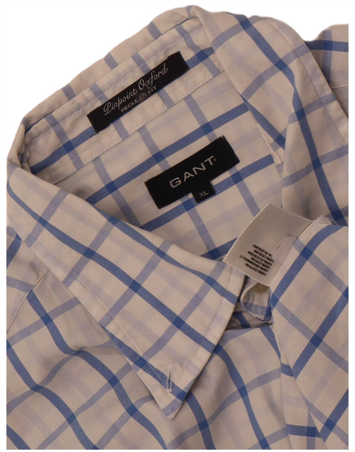Camicia Gant da uomo vestibilità regolare XL in cotone a quadri bianchi