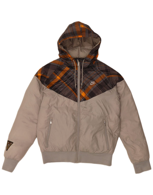 Giacca imbottita con cappuccio Nike da uomo UK 36 Small Grigio Colourblock Poliestere