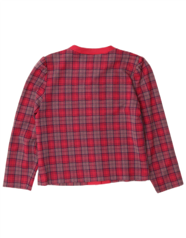 Giacca blazer vintage da donna a 5 bottoni UK 14 classica scozzese rosa media