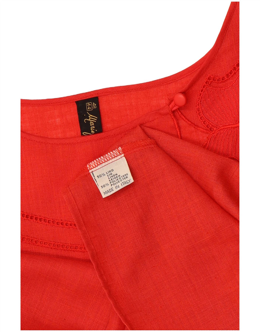 Blusa Donna Mario Pucci Cecconi Top IT 48 XL Lino Rosso