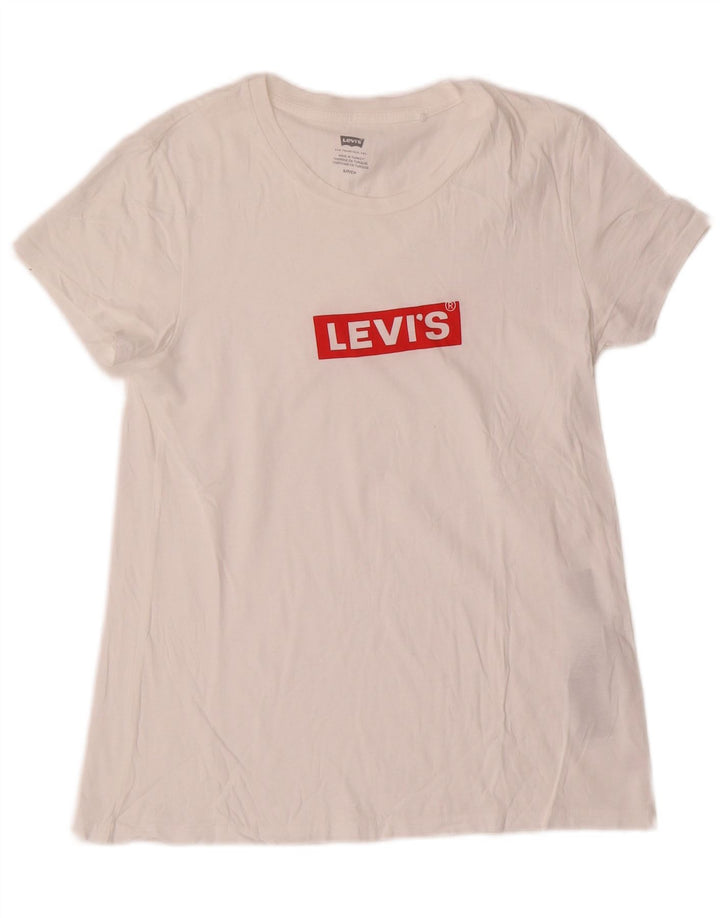T-shirt grafica da donna Levi's Top UK 10 piccola in cotone bianco