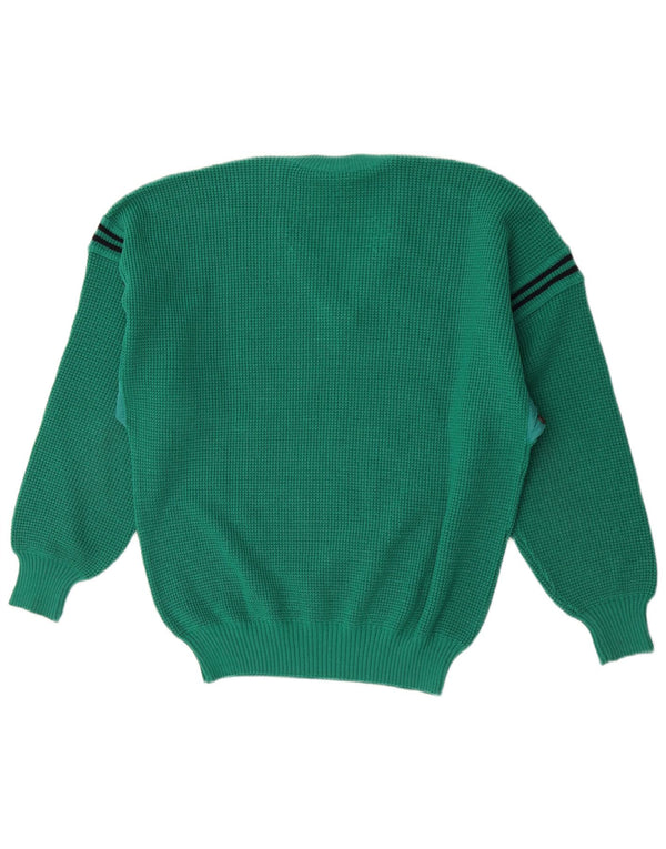 Maglione da uomo con scollo a V del Polo Nord, lana a righe verdi grandi