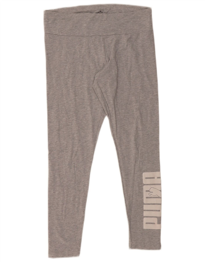 PUMA Womens Graphic Crop Leggings UK 14 Large  Grey