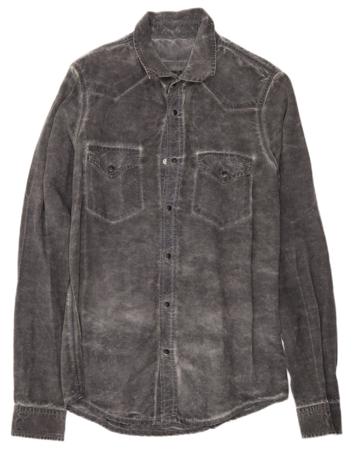 Camicia Roy Rogers da uomo lavaggio acido grande Lyocell grigio