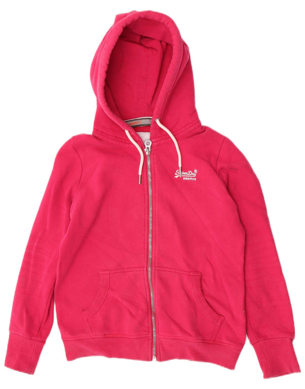 Maglione con cappuccio e zip da donna Superdry UK 12 cotone rosa medio