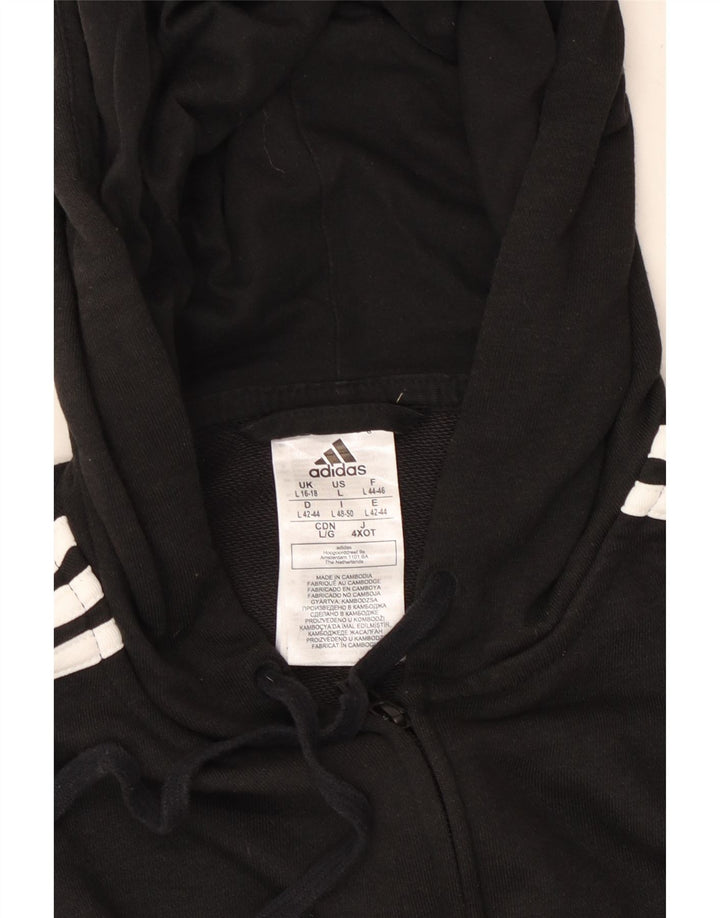 Felpa con cappuccio e zip da donna ADIDAS UK 16/18 grande cotone nero