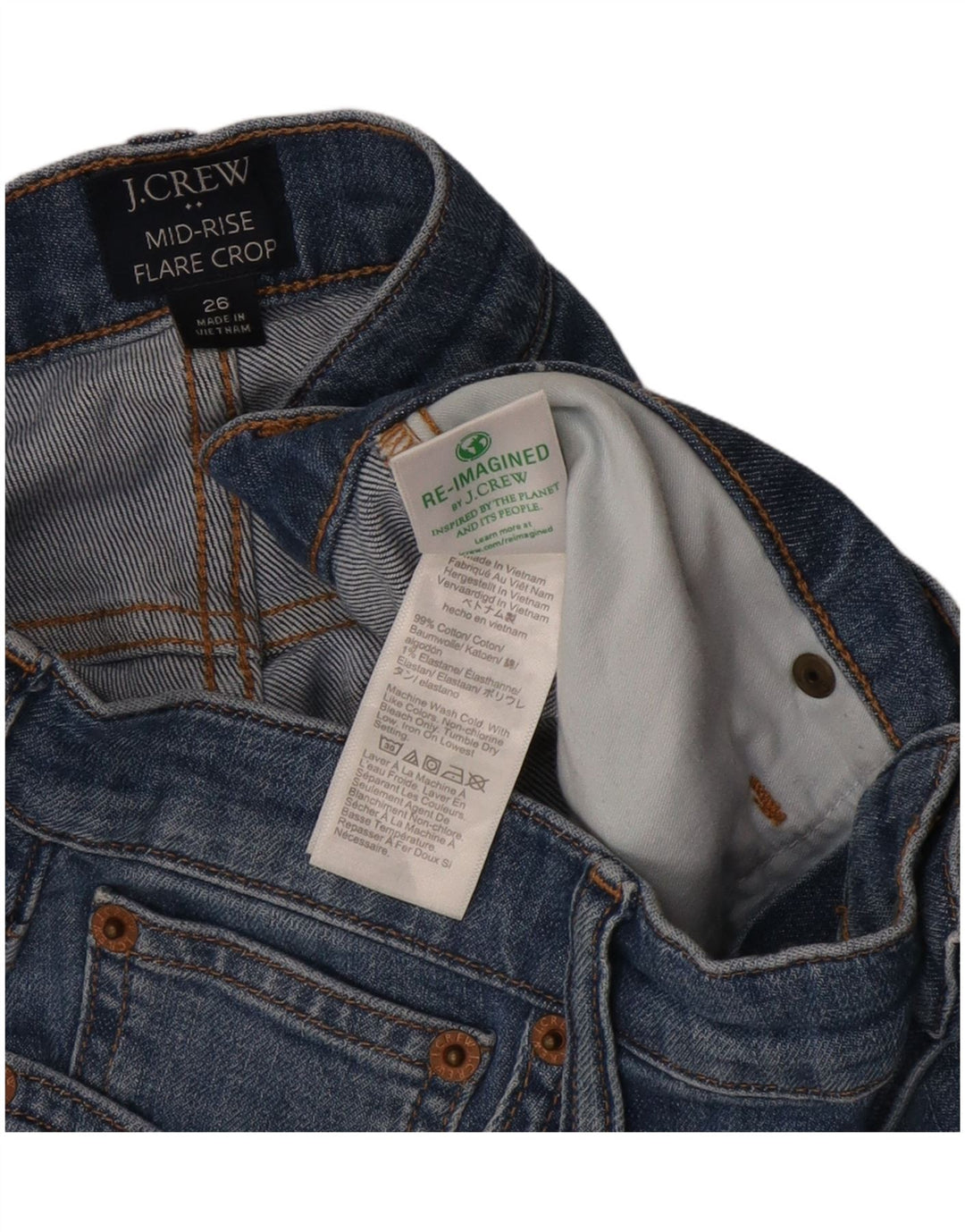 Jeans svasati corti a vita media da donna J. Crew W26 L27 cotone blu