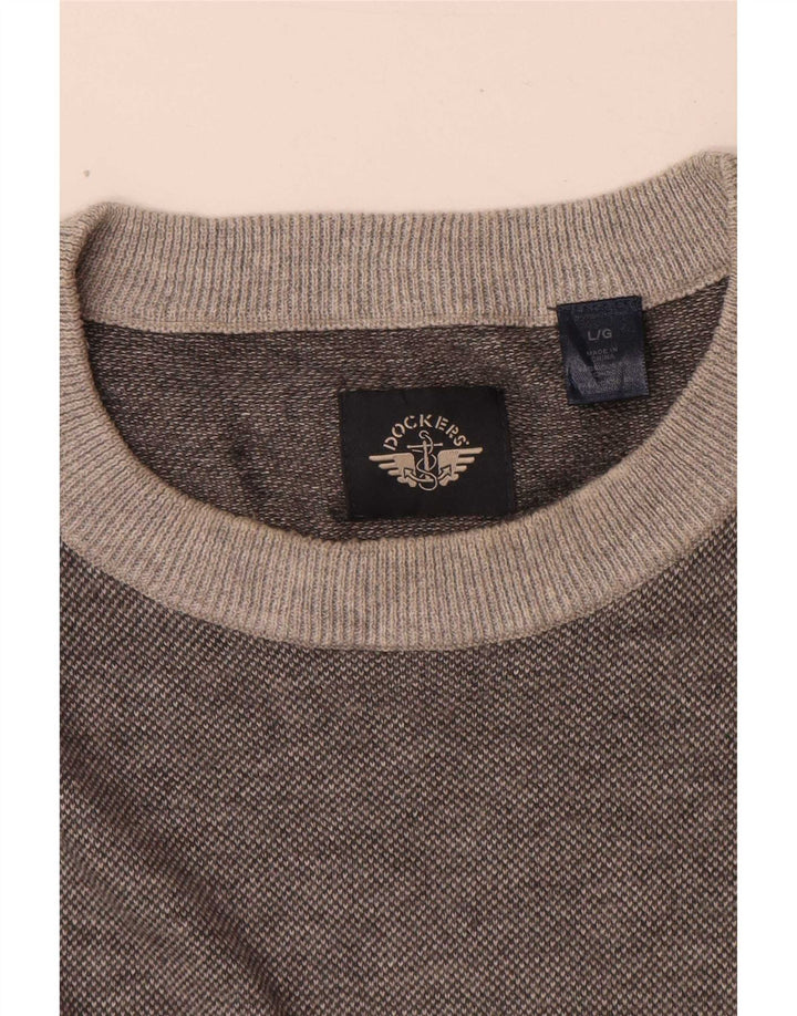 Maglione maglione girocollo da uomo Dockers grande grigio screziato