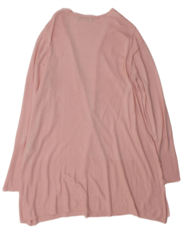 Maglione cardigan aperto lungo da donna Marks & Spencer UK 16 grande rosa
