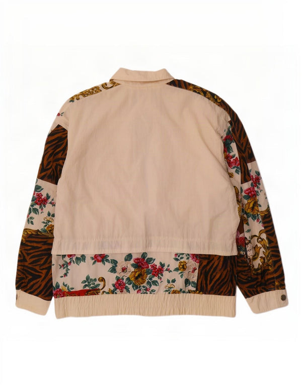 Andy Johns Giacca antipioggia oversize da donna UK 14 Medium Off White Animal Print