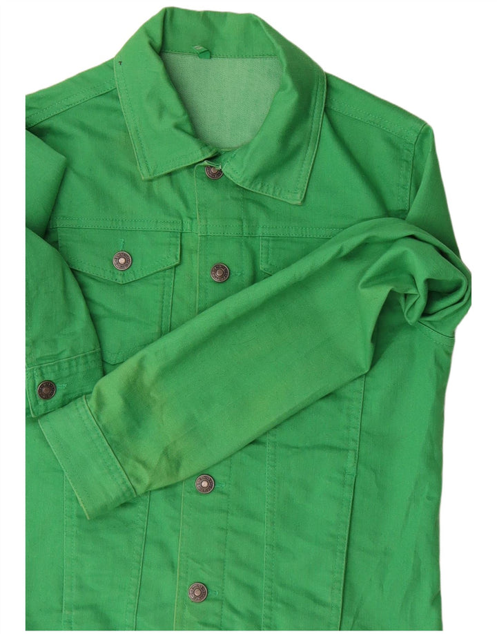 BENETTON Boys Denim Jacket 11-12 Years 2XL Green Cotton
