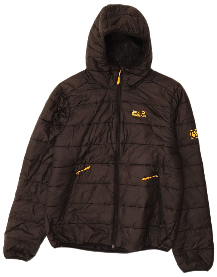 JACK WOLFSKIN Giacca imbottita con cappuccio da uomo UK 34 Small Poliestere nero