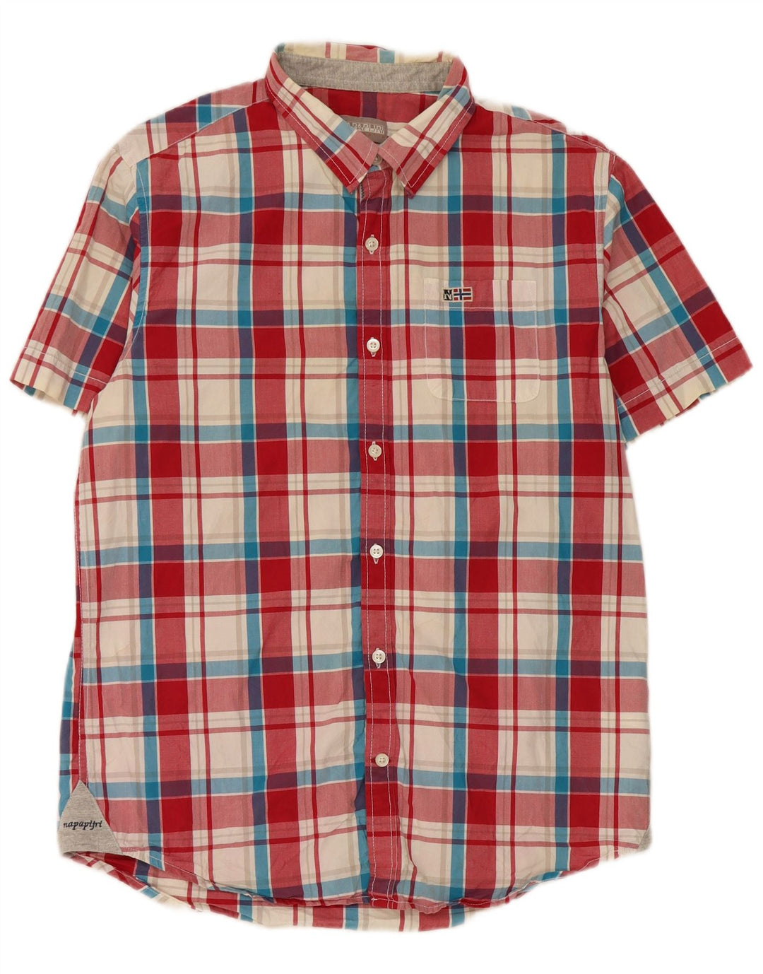 Camicia a maniche corte da uomo Napapijri in cotone a quadri rossi grandi