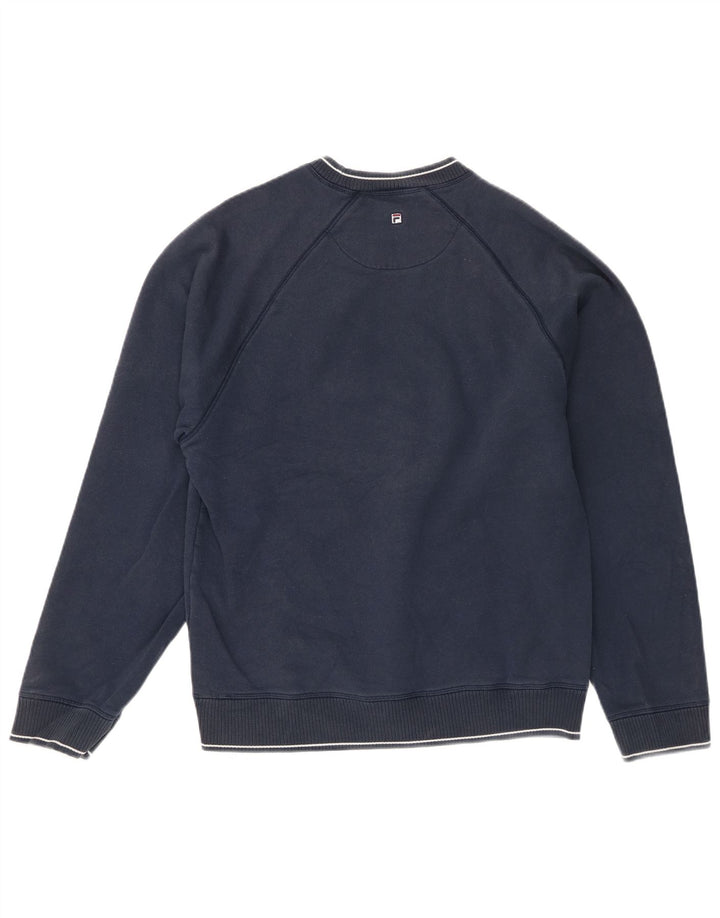 Felpa grafica da uomo Fila, maglione medio, cotone blu navy