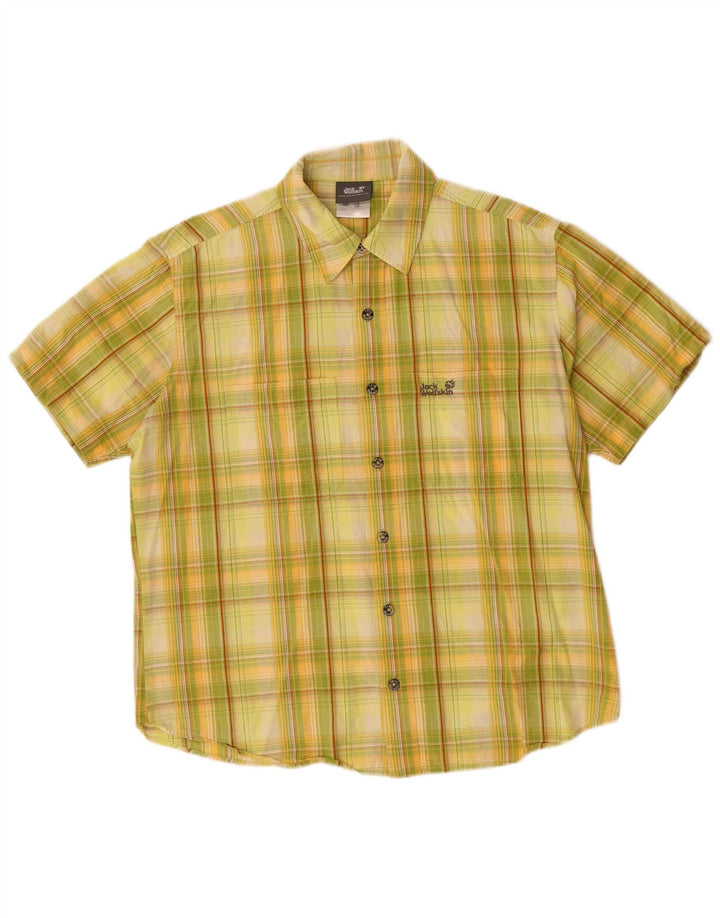 JACK WOLFSKIN Camicia da uomo a maniche corte in cotone a quadri giallo medio
