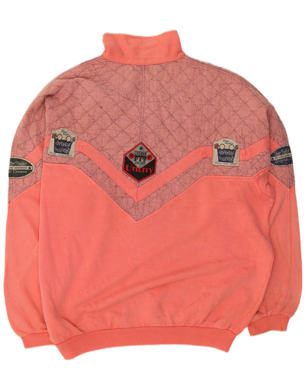 Felpa con collo con zip grafica da uomo Chewan Maglione 2XL Cotone color block rosa