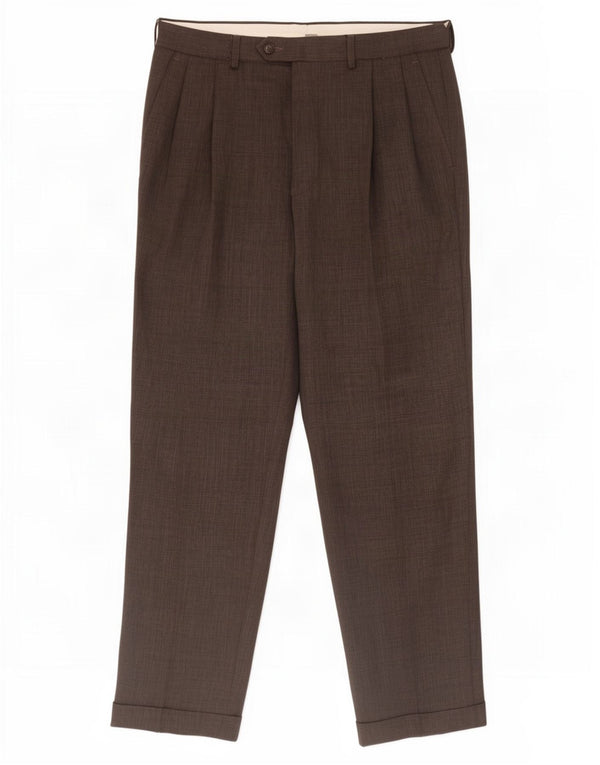 Pantaloni da abito con pegging da uomo Marks & Spencer W34 L31 poliestere grigio
