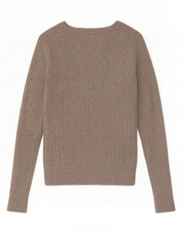 Polo Ralph Lauren Maglione da donna con scollo a V UK 12 Lana d'agnello grigio medio