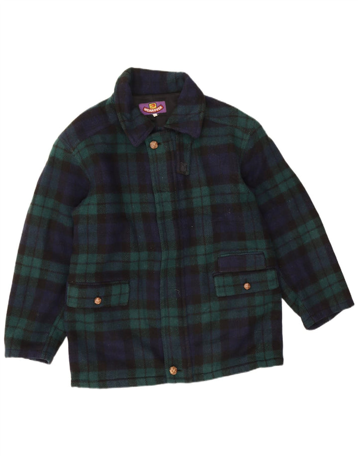 Cappotto giacca a vento da uomo Wear Over UK 38 Lana a quadri blu navy medio