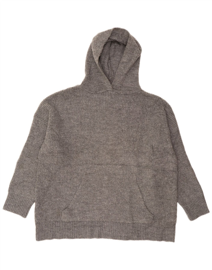 Maglione oversize con cappuccio da donna Zara UK 14 Acrilico grigio medio