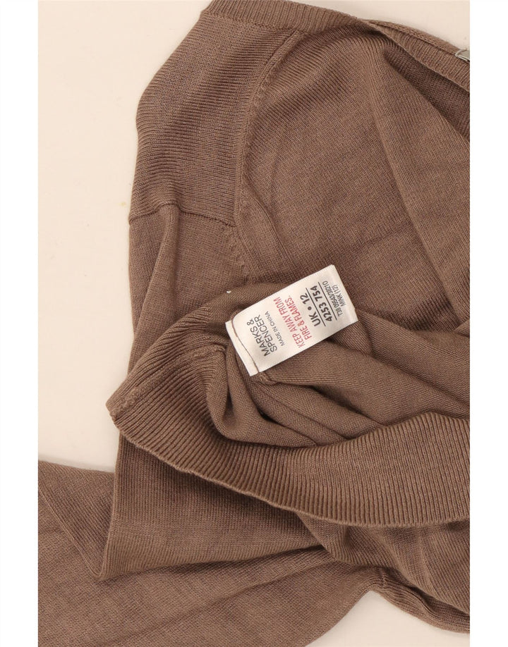 Maglione da donna con scollo a V Marks & Spencer UK 12 Viscosa marrone medio