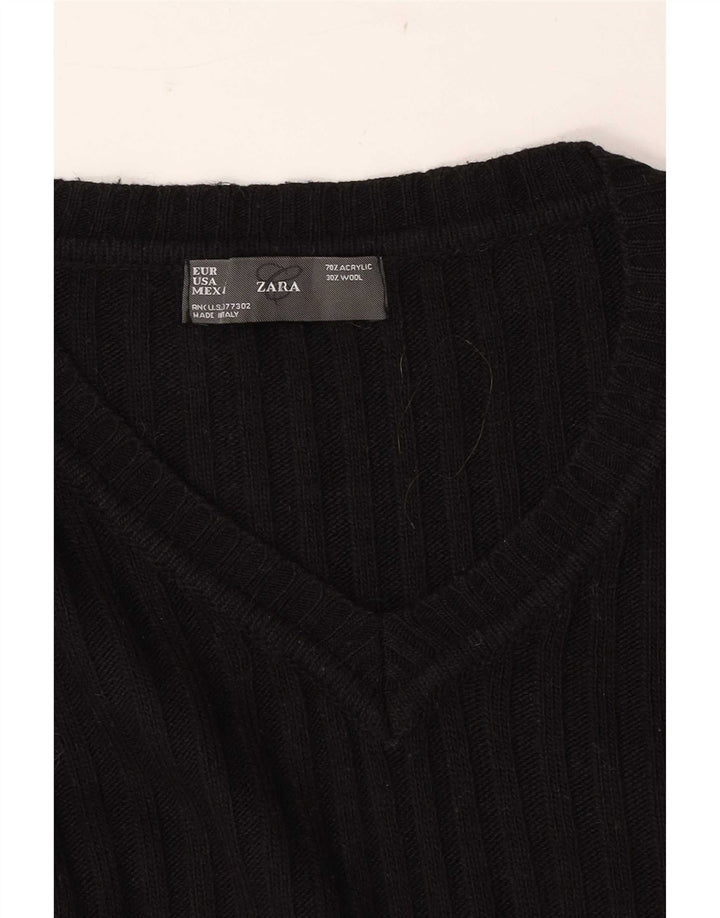 Maglione Zara da uomo con scollo a V grande in acrilico nero