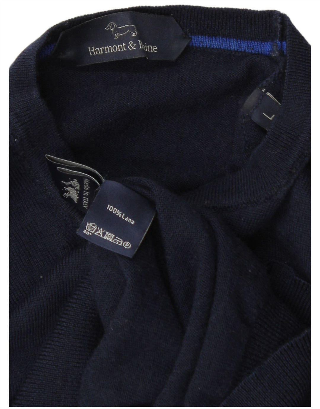 Maglione maglione girocollo da uomo Harmont & Blaine grande lana blu navy