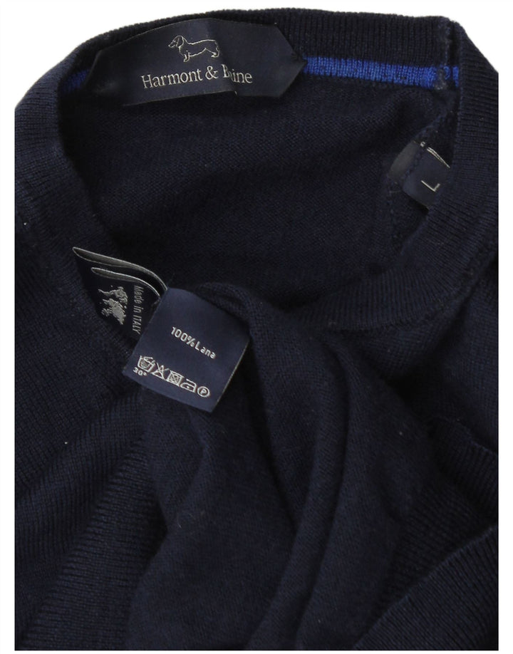 Maglione maglione girocollo da uomo Harmont & Blaine grande lana blu navy