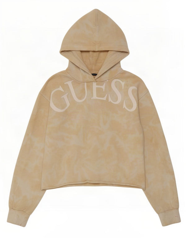 Maglione con cappuccio grafico da donna Guess Crop Graphic UK 12 Cotone tie dye beige medio