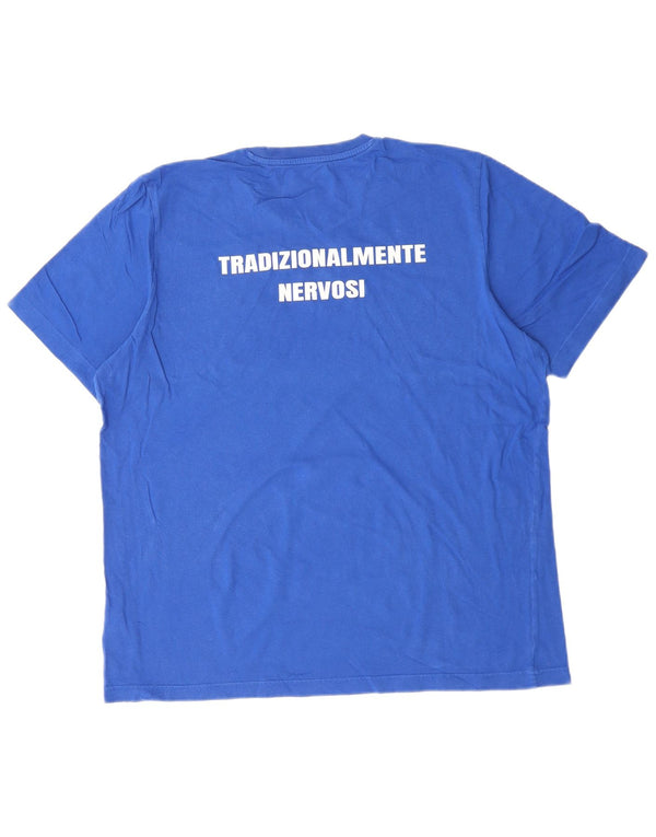 T-shirt grafica da uomo Adidas Top grande in cotone blu