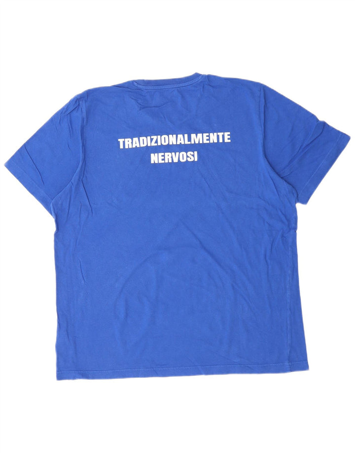 T-shirt grafica da uomo Adidas Top grande in cotone blu