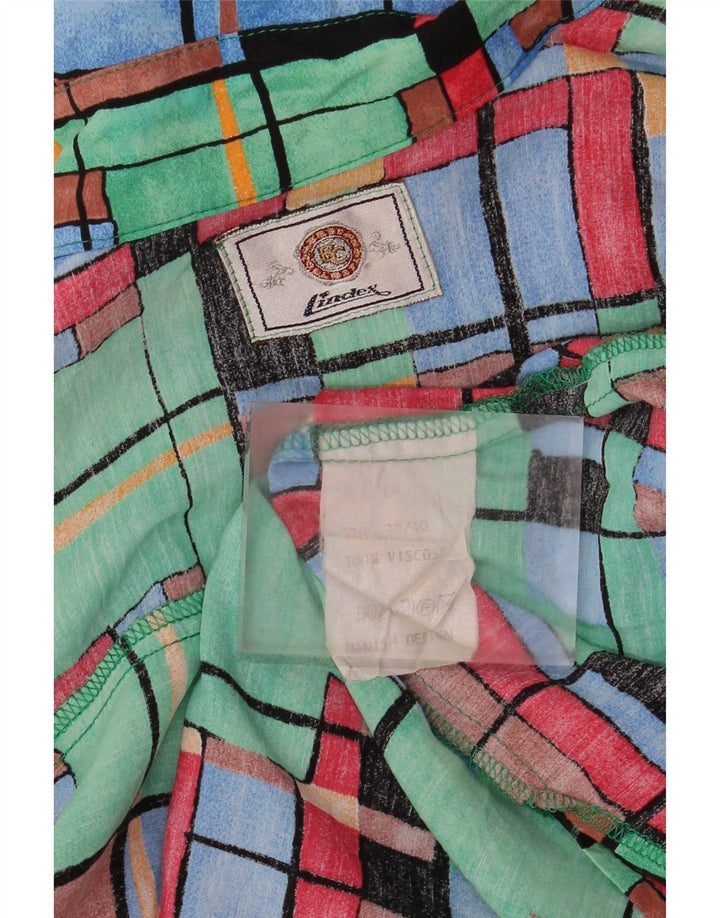 Camicia vintage da donna alta ampia e vestibilità ampia EU 38/40 media multicolore geometrica