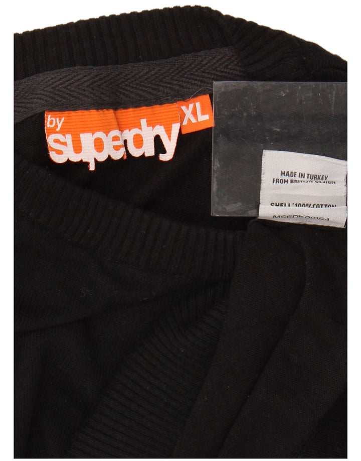 Maglione maglione girocollo da uomo SUPERDRY XL in cotone nero