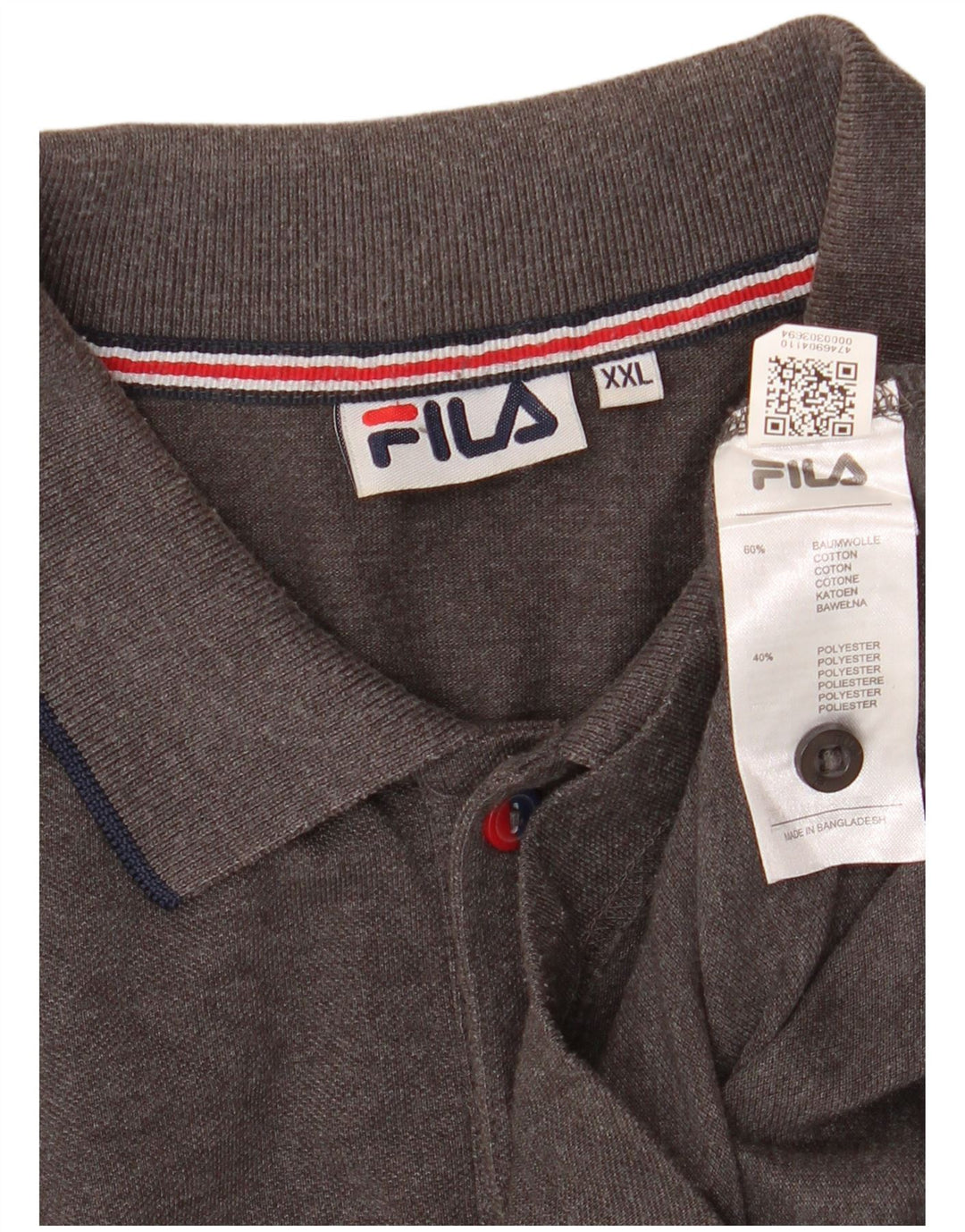Polo da uomo a maniche lunghe Fila 2XL in cotone grigio