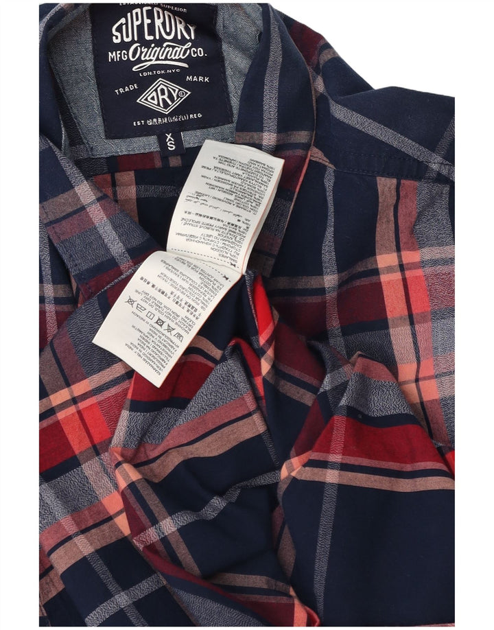 Camicia da uomo Superdry XS in cotone a quadri blu navy