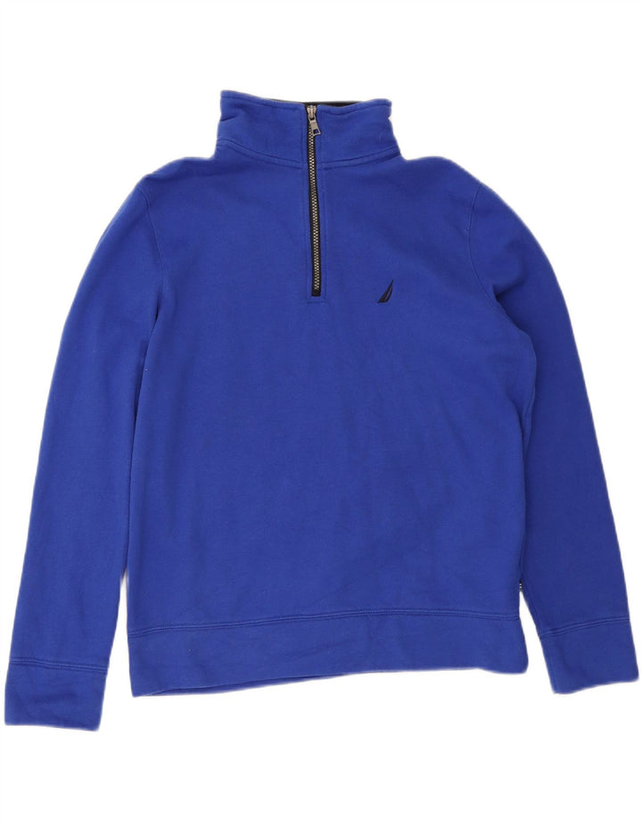 Felpa da uomo con collo con zip Nautica, maglione, cotone blu medio