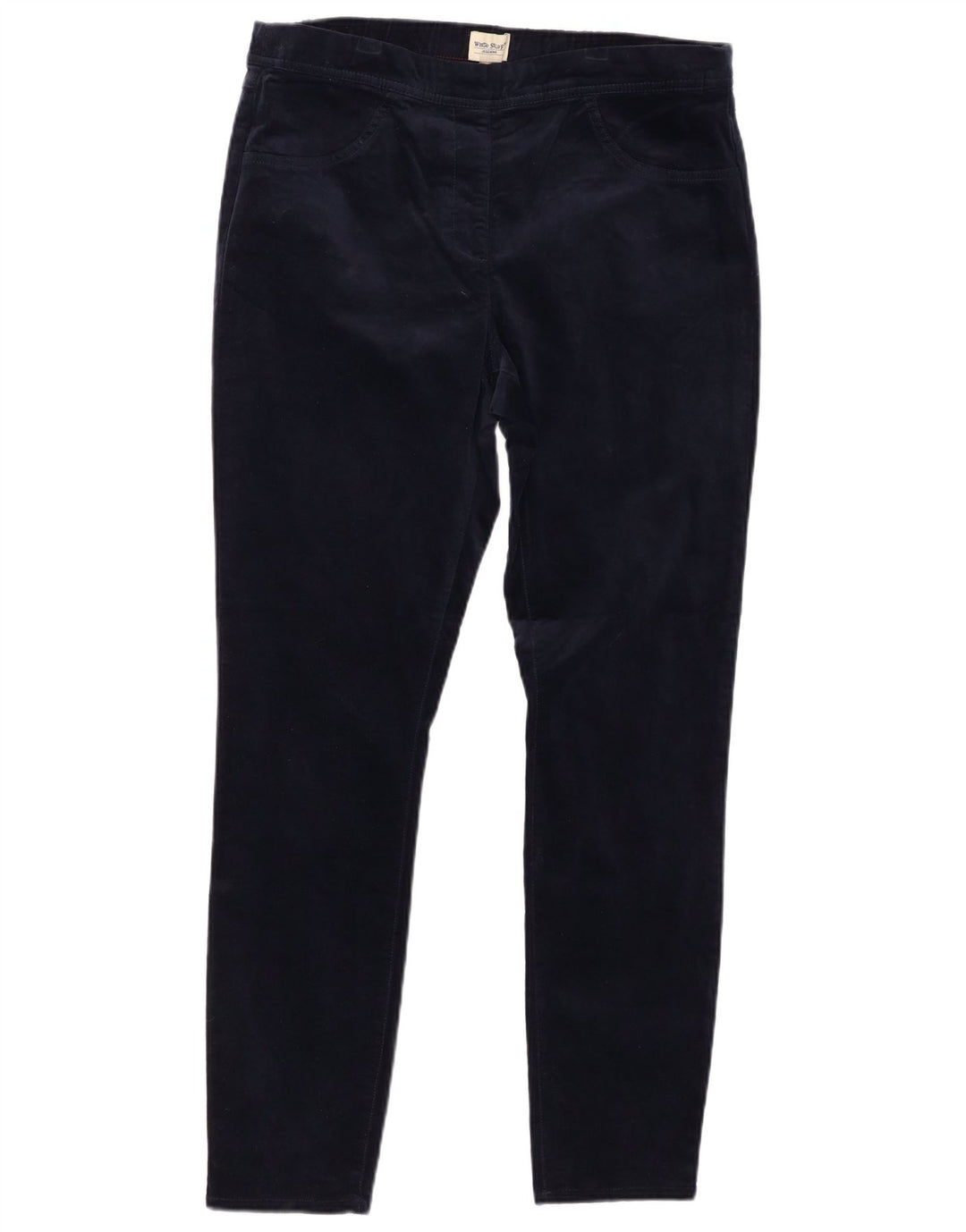WHITE STUFF Pantaloni casual in velluto da donna UK 16 Large W32 L30 Blu navy