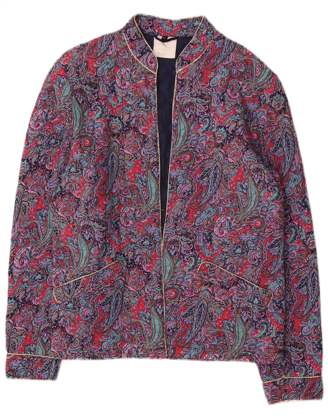 Giacca imbottita vintage da donna IT 36 Small Viola Paisley Viscosa
