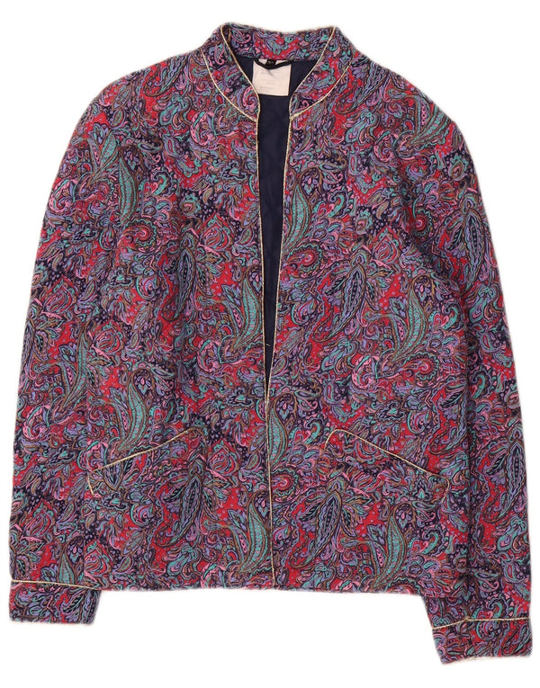 Giacca imbottita vintage da donna IT 36 Small Viola Paisley Viscosa