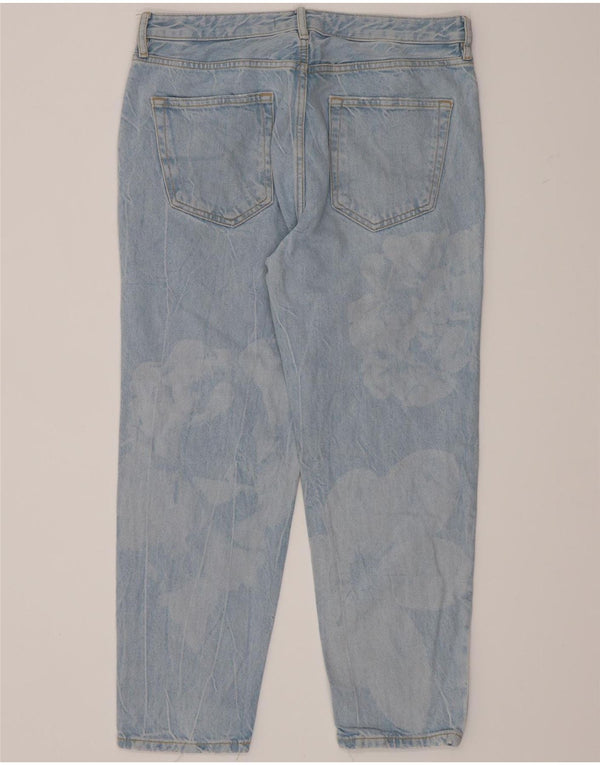Jeans corti da uomo Zara lavaggio acido EU 42 Large W32 L26 Blu floreale