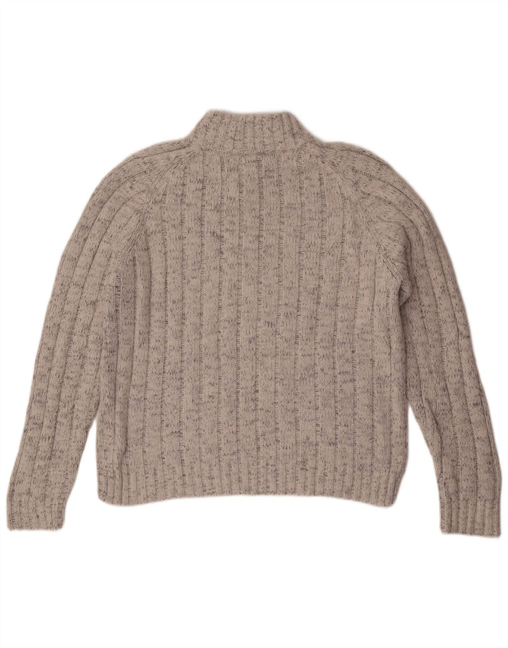 Maglione da uomo Marks & Spencer con zip e collo grande in acrilico chiazzato grigio