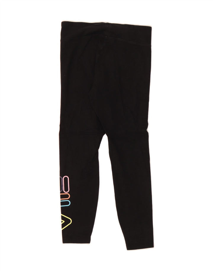 FILA Womens Graphic Leggings UK 10 Small  Black Vintage Fila and Second-Hand Fila from Messina Hembry 
