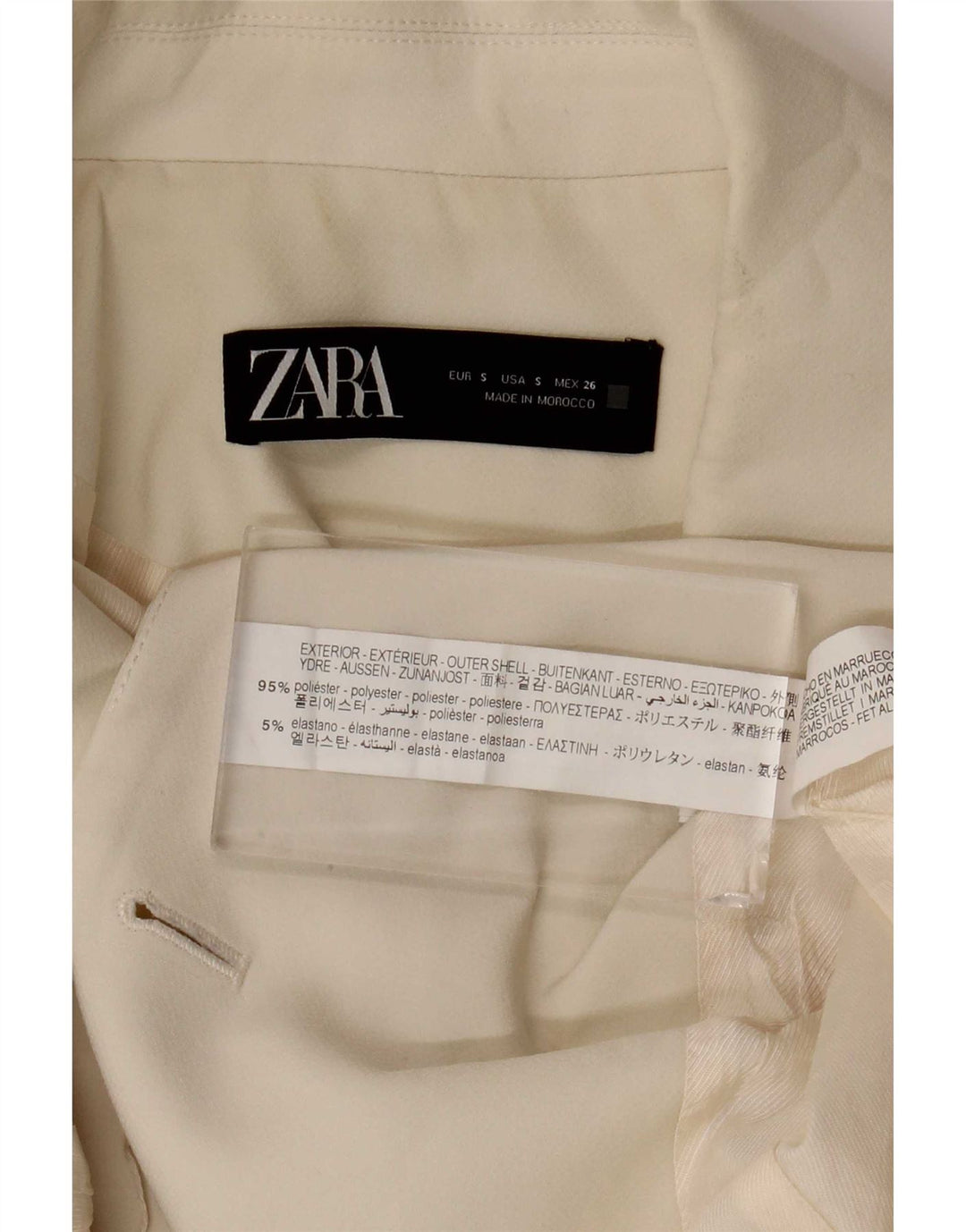 Gilet lungo da donna Zara UK 10 piccolo in poliestere bianco sporco