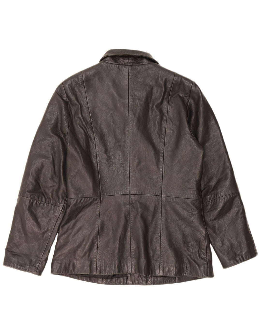 MAURITIUS Giacca blazer in pelle da donna a 3 bottoni UK 18 XL Pelle nera