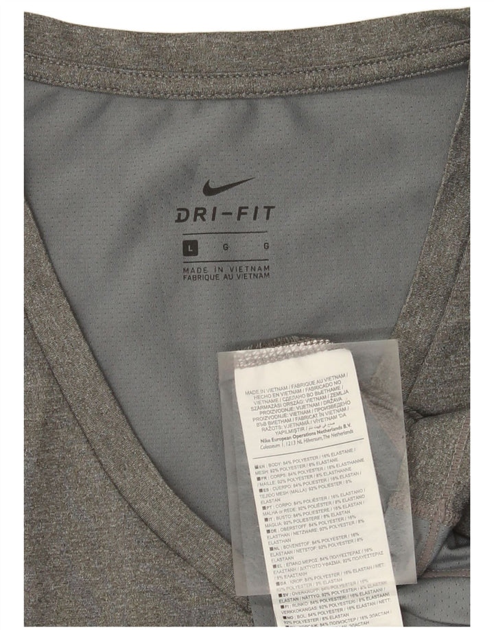 T-shirt Nike Dri Fit da donna, taglia UK 14, grande, in poliestere grigio