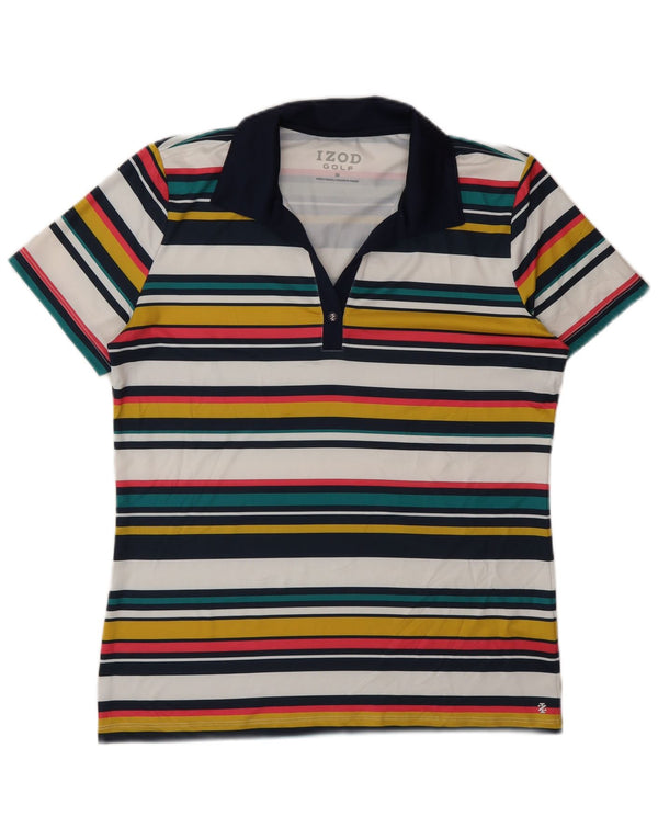 Polo da donna Izod UK 14 Poliestere a righe multicolore medio