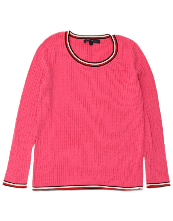 Maglione maglione con scollo a barca da donna Tommy Hilfiger UK 14 cotone rosa medio